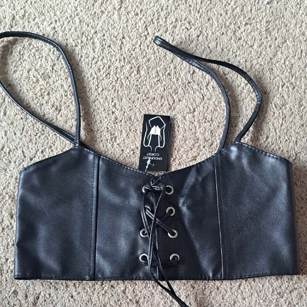 Hot Topic Black Lace-Up Crop Top